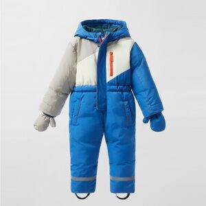 Zara Kids Polar Fleece Lined Color Block Water Repellent Coveralls/Snowsuit